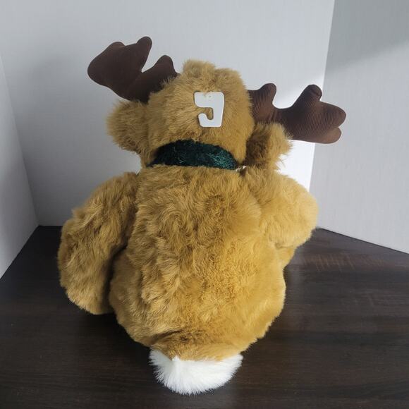 Holiday Moose Plush with Scarf & Hat Brown Christmas Stuffed Animal Winter Decor - Picture 4 of 11